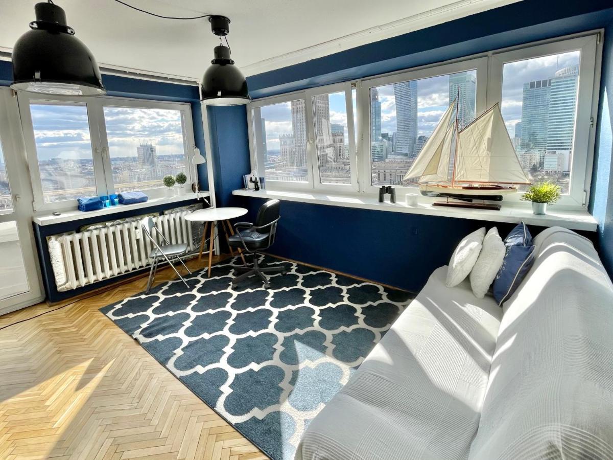 Super Apartament Blue Scisle Centrum Dwie Linie Metra Netflix Wifi 300 Mbs Panorama Miasta 바르샤바 외부 사진