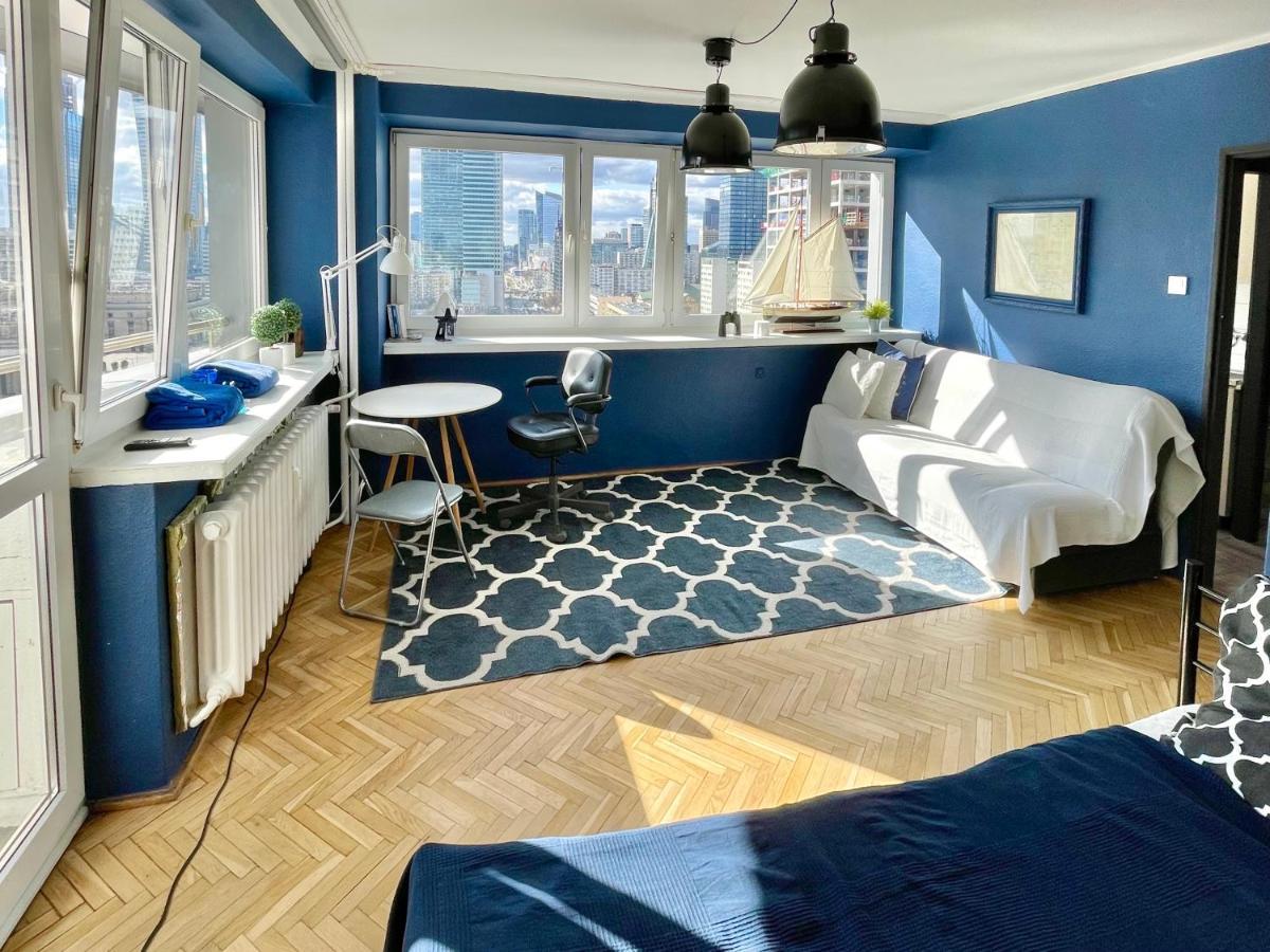 Super Apartament Blue Scisle Centrum Dwie Linie Metra Netflix Wifi 300 Mbs Panorama Miasta 바르샤바 외부 사진