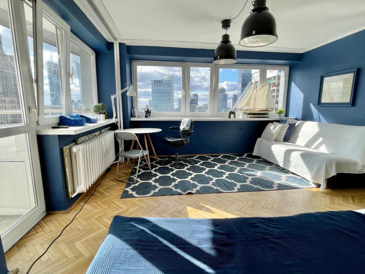Super Apartament Blue Scisle Centrum Dwie Linie Metra Netflix Wifi 300 Mbs Panorama Miasta 바르샤바 외부 사진