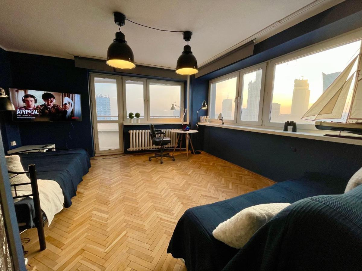 Super Apartament Blue Scisle Centrum Dwie Linie Metra Netflix Wifi 300 Mbs Panorama Miasta 바르샤바 외부 사진