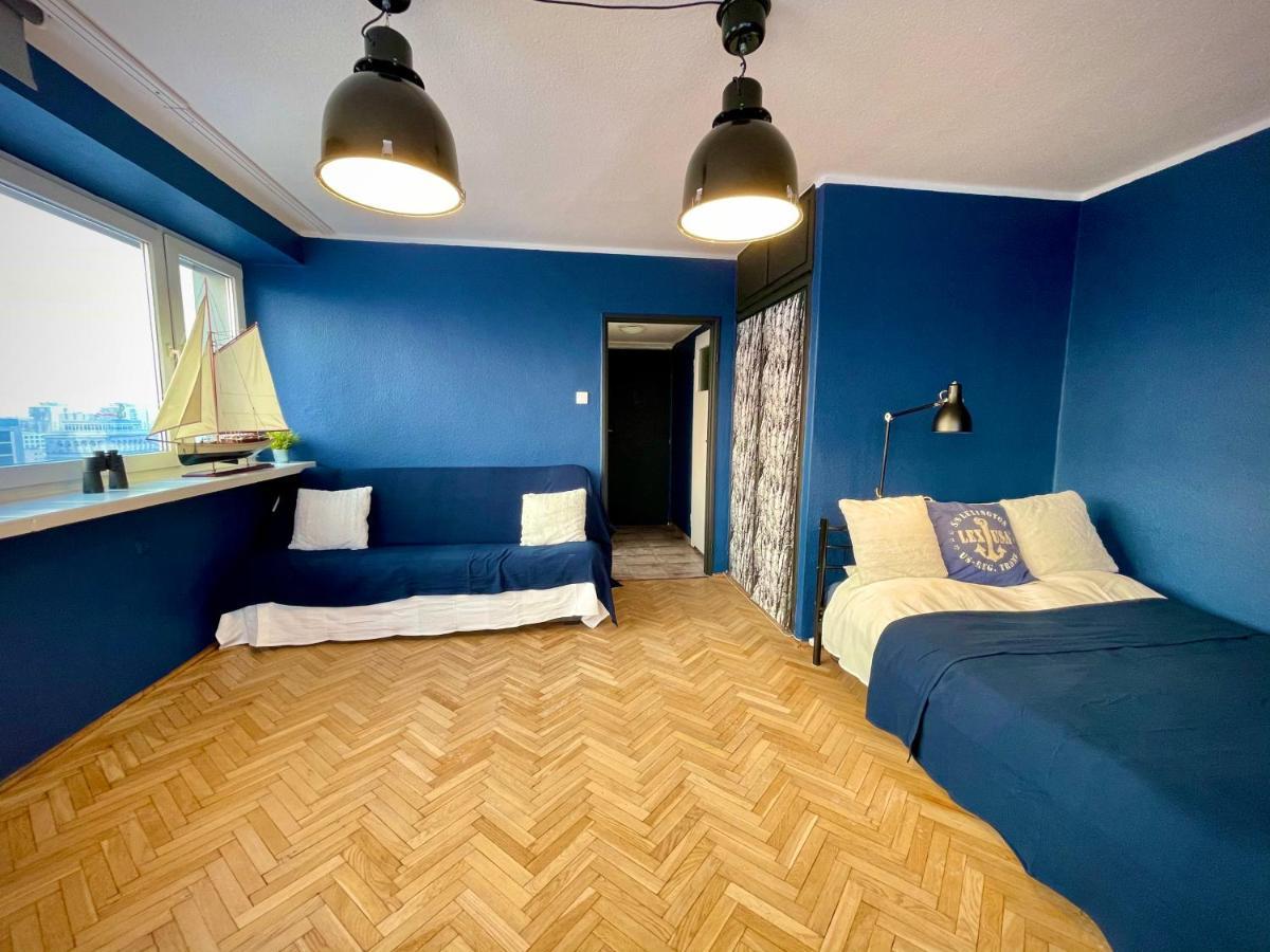 Super Apartament Blue Scisle Centrum Dwie Linie Metra Netflix Wifi 300 Mbs Panorama Miasta 바르샤바 외부 사진