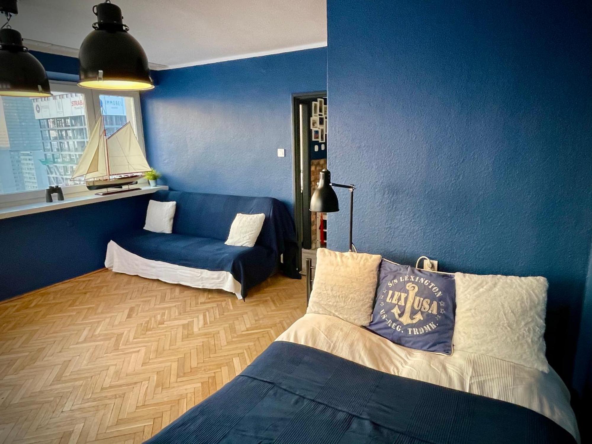 Super Apartament Blue Scisle Centrum Dwie Linie Metra Netflix Wifi 300 Mbs Panorama Miasta 바르샤바 외부 사진